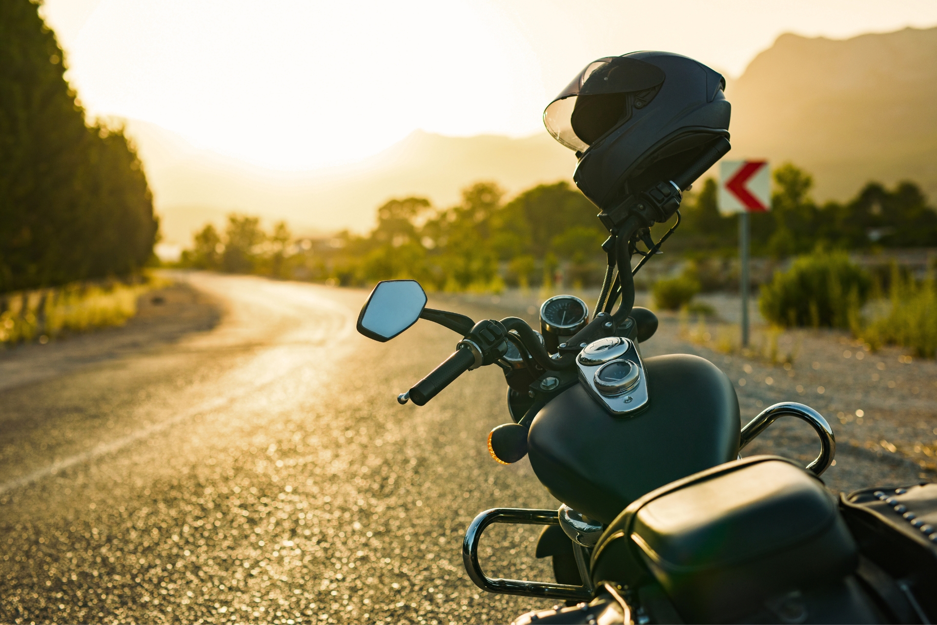 motorcycle side of the road sunset motorcycle side of the road sunset