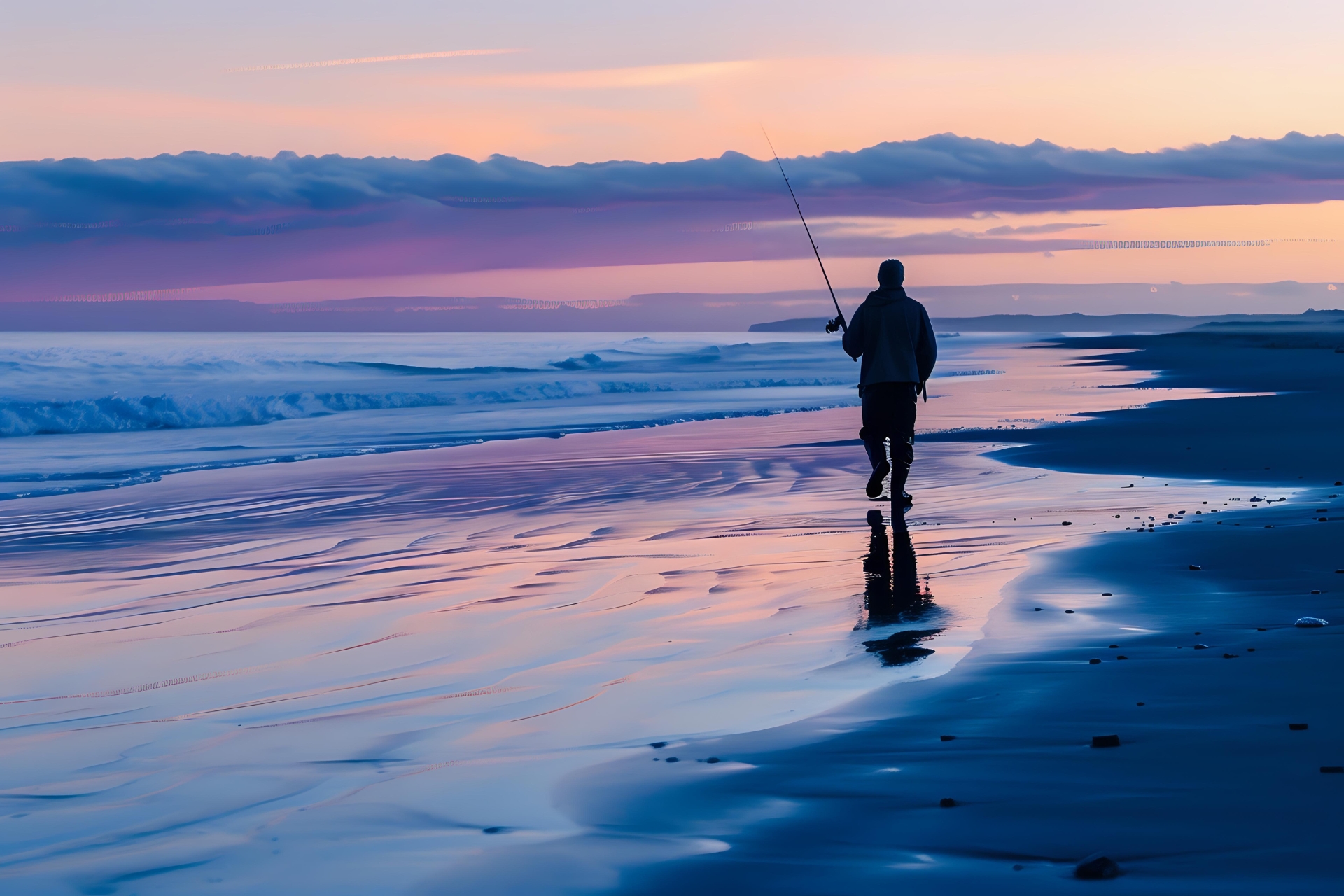 Personal insurance protection for your lifestyle | FinPoint Insurance Group Man walking with a fishing rod along the Carolina coast at sunrise, representing protection and peace of mind through personal insurance